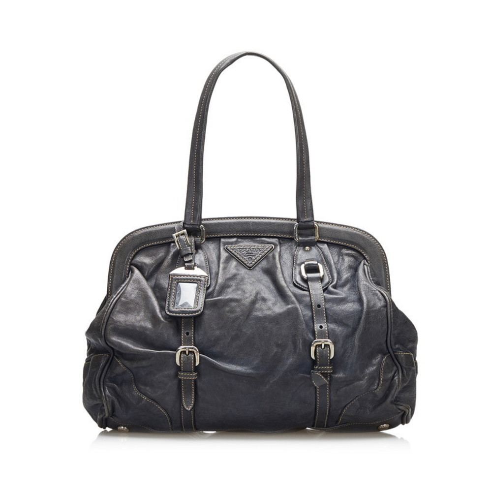 Prada Doctor's Handbag Gray Leather